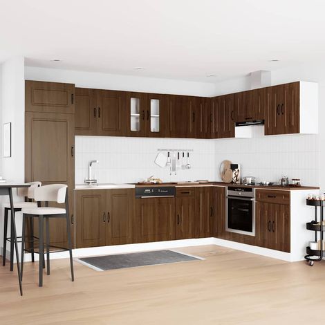 Armoire de cuisine-Meuble de cuisine-Meuble de rangement Kalmar 2 pcs Marron 80 x 46 x 81.5 cm 521164 (1/5)