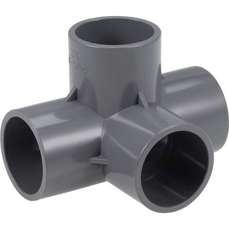 Codo de PVC de 32 mm de 4 vías – Conectores angulares en forma de T – Paquete de 10 – Conexiones eficientes para fontanería y riego – 10 piezas (1/4)