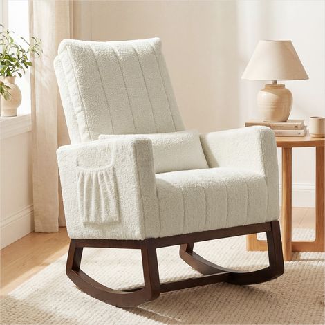 Fauteuil crème en flanelle Neige 100 Polyester 97 x 67 x 110 cm (1/5)
