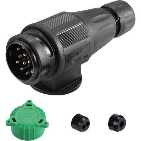 Wasserdichter 13-poliger Anhängerstecker (männlich), 12-V-Kupplungsstecker, 13-poliger Anhängerstecker (männlich) für Fahrradträger, Lkw und Wohnwagen, 13-poliger Anhängerstecker mit Abdeckung (1/5)