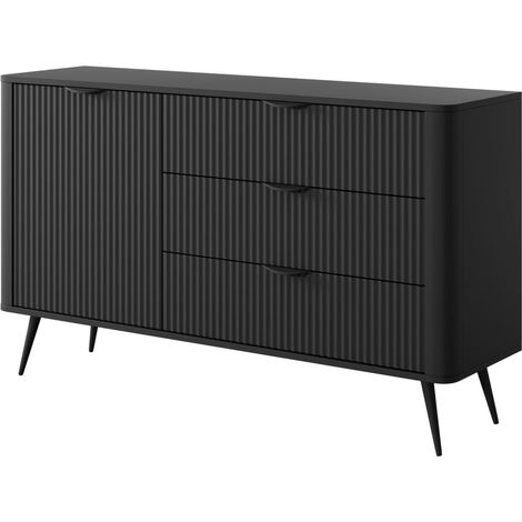 Cassettiera: 3 cassetti, 1 anta, mobile: Nero, 138,2 x 81,2 x 38cm (1/5)