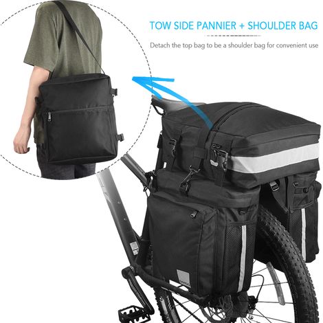 Sacoche de vélo multifonctionnelle 3 en 1, sacoche de coffre pour siège arrière de route et vtt, porte-bagages pour vélo, 37l (1/5)
