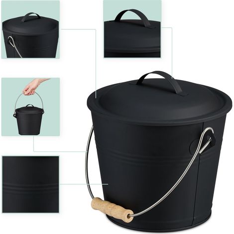 Ascheeimer mit deckel schaufel und besen 45 l