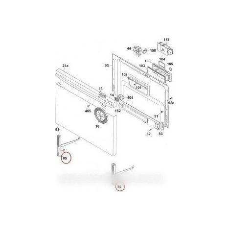 Charnière de porte pour lave-vaisselle – Compatible avec modèles ROSIERES TRI4V, TRI5V, TRIPLE 6V/1 – Pièce détachée de qualité (1/2)