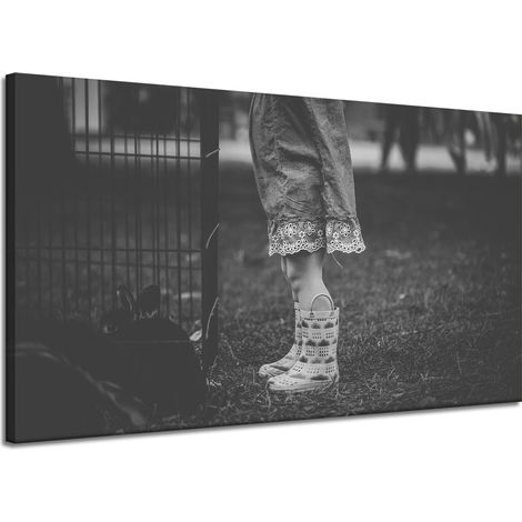Leinwanddruck: Schwarze und weiße Gummistiefel, 120 x 70 cm
