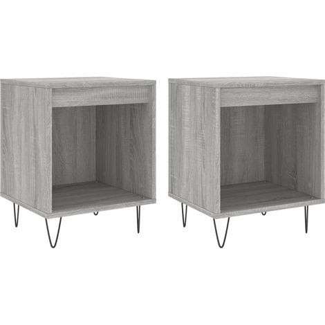 Maison Exclusive - Mesita de noche 2 uds madera ingeniería gris S (1/5)