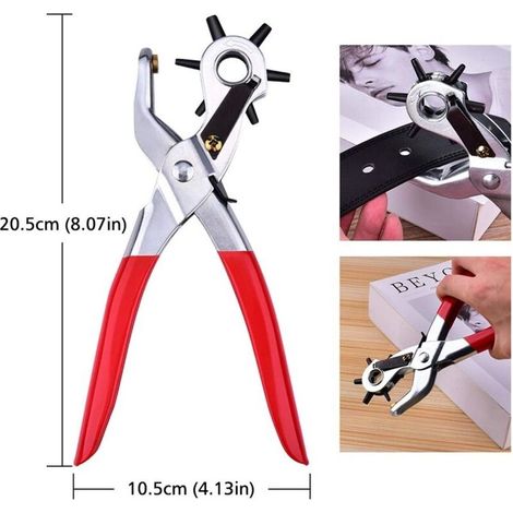 Pince perforatrice de cuir 6 tailles – Acier plaqué haute dureté – Poignées ergonomiques antidérapantes – Pour cuir. toile. plastique (1/5)