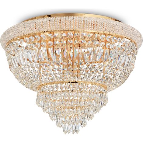 Plafoniera Classica Dubai Metallo-Cristallo Ottone 24 Luci E14 (1/2)