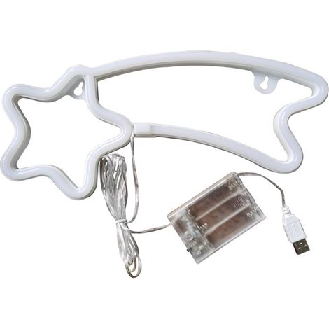 Néon LED - Lampe De Nuit Décorative Pour Chambre Et Dortoir - 30 X 18 X 2 Cm - Alimentation USB Ou Piles - 7,2 W (1/5)