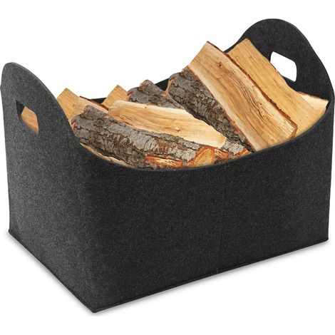 Randaco Faltbarer Filzkorb für Kaminholz, 44 x 34 x 31 cm, Dunkelgrau (1/5)