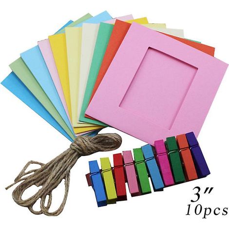 10pcs Kraft Papier Cadres Photo Suspendus Dcoration Murale Diy Avec Clips Cordes Pour Photos (1/5)