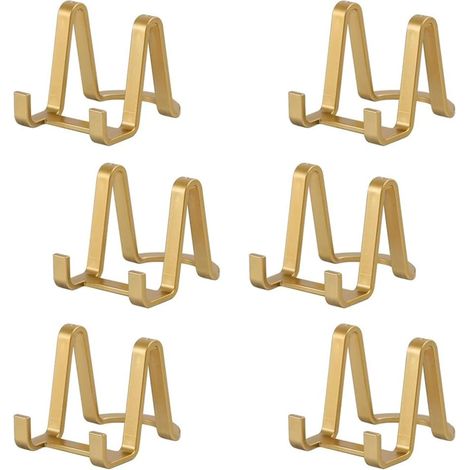 6 Pièces - Chevalet Porte Assiette - Support Présentoir - Pour Cadre Photo Livre Cuisine Carte Postale - Or - 7,6 cm