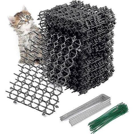 Tapis anti excréments de chat - Pics dissuasifs Lot de 12 - Jardin et intérieur - Noir (1/2)