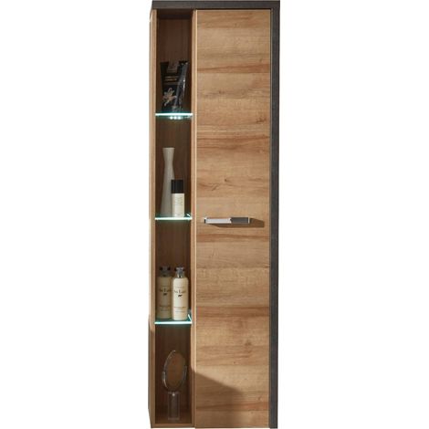 BAY - Meuble salle de bain mélaminé. Colonne 1 porte. L - H - P : 48 - 160 - 31 cm (1/5)