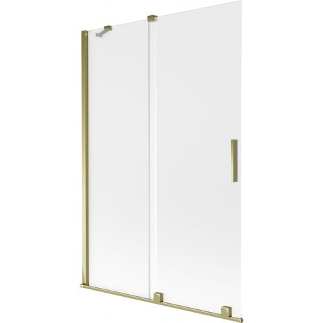 Mexen Velar paroi de baignoire coulissante à 2 panneaux 120 x 150 cm, givre, or - 896-120-000-31-50 (1/2)