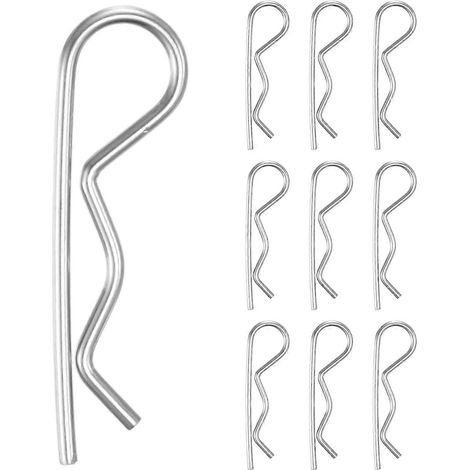 Goupilles d'attelage M25x60mm acier inox 304, clips en R, goupilles fendues pour tracteur tondeuse camion réparation moteur + M2x50mm (1/5)