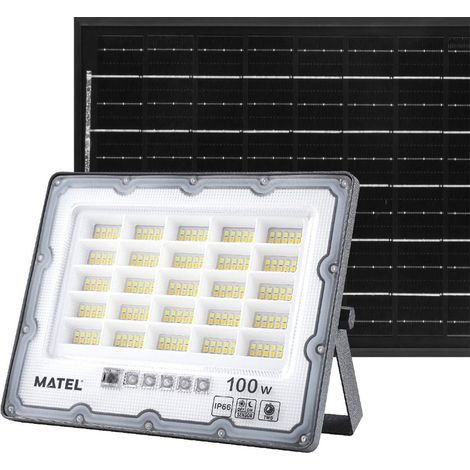 LED-Projektor mit programmierbarem Solarpanel und Fernbedienung (100W 3CCT 700lm) IP65 22x17cm grau