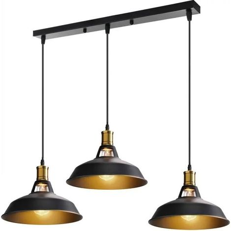 U-Do Vintage Suspension Luminaire illuminé 3 Lampes Lustre en Métal Noir E27 Lampe de Plafonde Créatif style Vintage pour Salon (1/4)