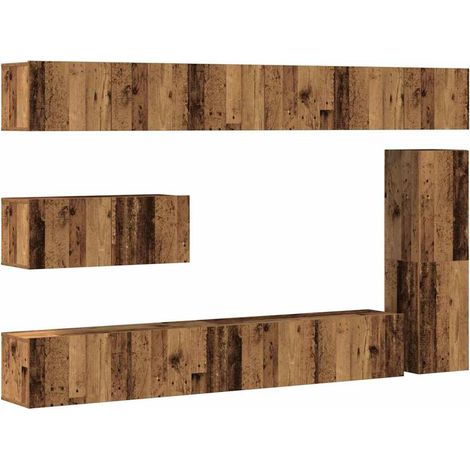 Maison Exclusive - 7-tlg. TV-Schrank-Set Wandmontage Altholz-Opti