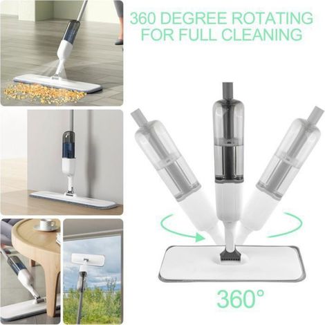 Balai Serpillère Vaporisateur, Balais Nettoyer Sol, Spray Mop Plat, Microfibre Balai avec 5 Tampons Réutilisables et Racloir Femeo (1/5)