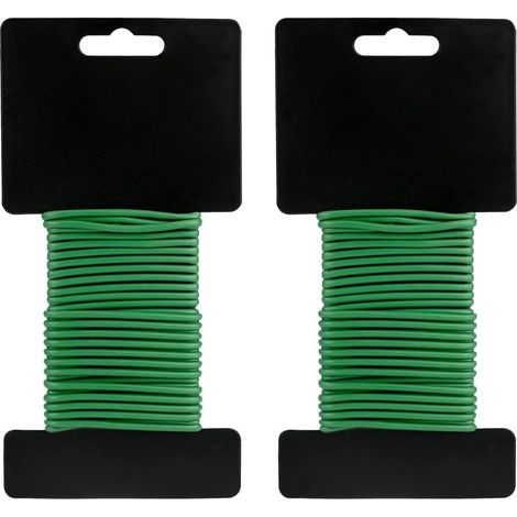 Lot de 2 attaches souples vertes de 10 m pour jardin, fil de fer flexible de 3 mm avec revêtement plastique pour plantes (1/3)