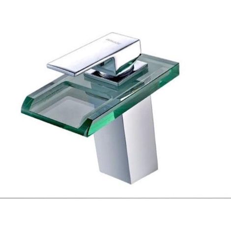 Baterie chiuveta baie, QttvbTna, iluminare LED RGB, alama/sticla, crom, 170 mm (1/4)