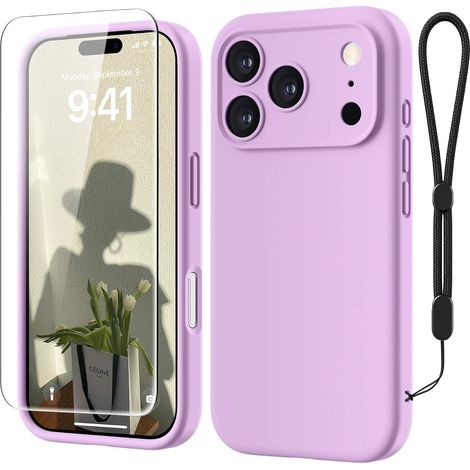 Coque pour iPhone 18 Pro Silicone avec 1 Verre Trempé, Violet (1/5)