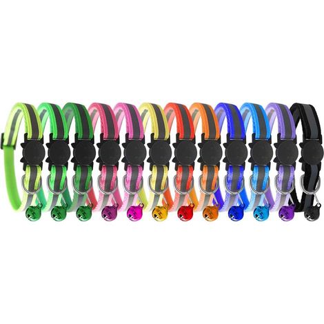 Collier réfléchissant pour chat Breakaway Cat Co. avec horloge, lot de 12 (1/5)