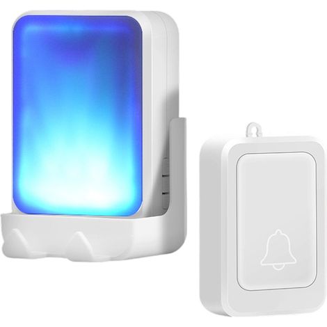 Sonnette Porte Sans Fil - Récepteur Et Émetteur Adhésif - Base Autonome - Voyant LED Clignotant - Sonneries Multiples - Pour Maison - ABS - 1 Kit (1/5)
