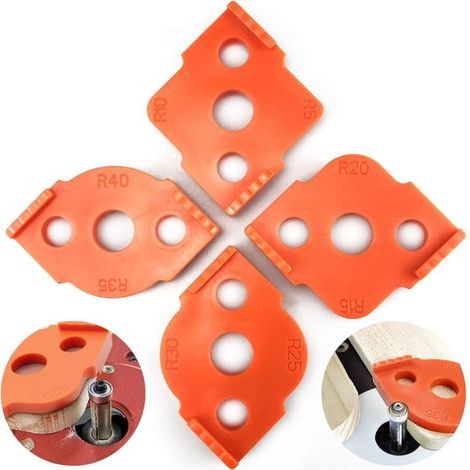 Lntyq – 4-teiliges Radius-Frässchablonen-Set – Winkelmesser R5 bis R40 – Korrosionsbeständiges ABS-Material – Für präzise Holzbearbeitung (1/5)