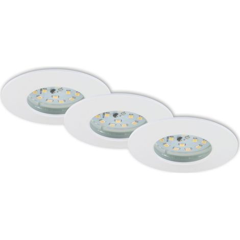 LED Einbauleuchten Einbaulampe 3er Set IP44 400 Lumen 5W weiß Ø7,5 cm Briloner