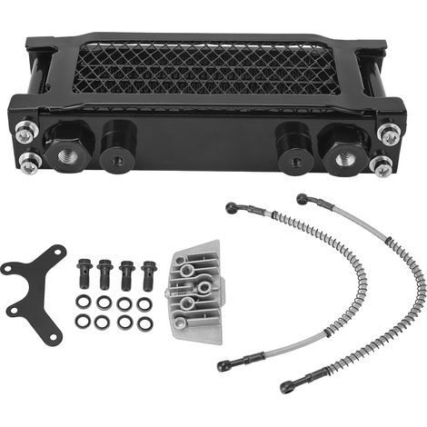 Kit di raffreddamento olio per moto, radiatore olio motore che aumenta la potenza per moto da cross e pit bike da 125, 50 cc a 150 cc (NERO). (1/5)
