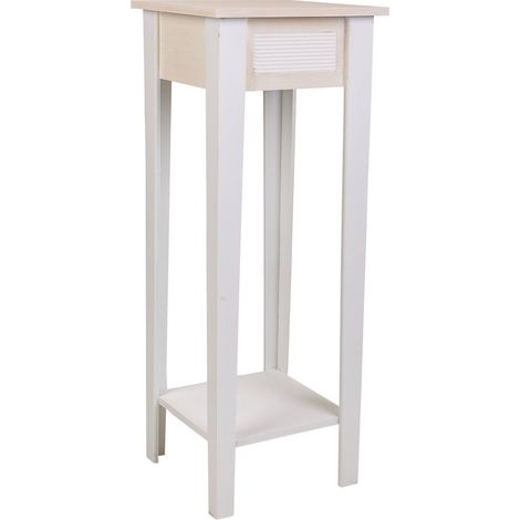 Support décoratif en bois blanc pour plante d'intérieur - blanc effet bois blanchi (1/5)
