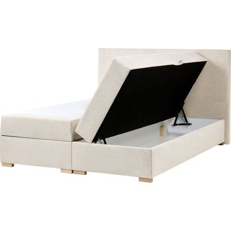 Divan Bed with Storage Light Beige Fabric EU King Size 5ft3 Upholstered with Storage Modern Style MAJOR (1/5)
