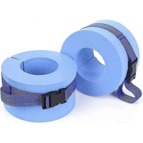 Manchettes en mousse pour aquagym, bleues, compatibles avec les exercices de fitness en flottaison, boucle à dégagement rapide pour chevilles et bras (1/4)