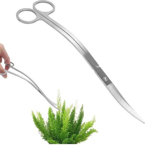 Aquarienschere, Edelstahl, 25 cm gebogene Klinge, Zubehör für die Aquariengestaltung, für Wasserpflanzen (1/5)