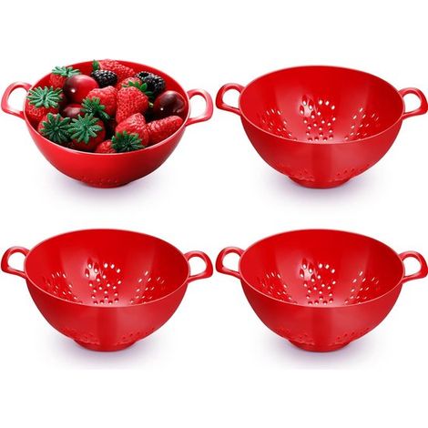 Panier à linge 4 pièces pour légumes, passoire de cuisine, passoire à baies en plastique, passoires en plastique avec poignées, avec double poignée, petite passoire pour fruits, légumes et (1/5)