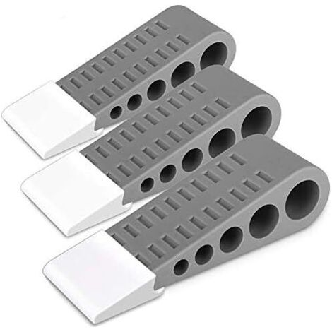 Lot de 3 butoirs de porte avec support de porte, fonctionne sur tous les étages, gris (1/5)