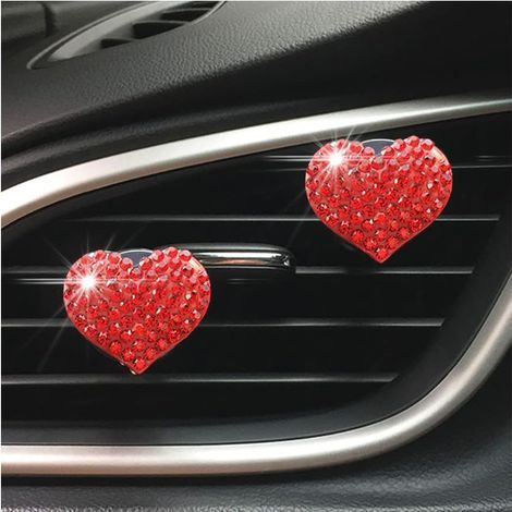 BRAVIX 2Pcs Clips De Ventilation Pour Climatisation De Voiture, Coeur d'amour Rassisanteur d'air De Voiture, Décoration De Parfum De Voiture, Coup De Voiture Accessoires (Rouge) (1/4)