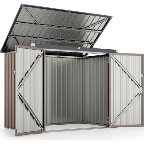Costway – Abri de jardin métal 1,51 m² – Acier galvanisé avec loquet – Toit relevable par tige à gaz – 2 portes – Dimensions 172x95,5x130cm (1/5)