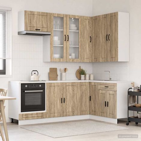 vidaXL Unité de cuisine PORTO 8 pcs Chêne Sonoma Bois d'ingénierie (1/5)