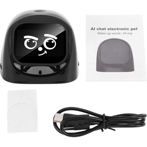 Robot de voiture IA, tableau de bord, compagnon à expressions émotionnelles, animal de compagnie électronique intelligent interactif noir