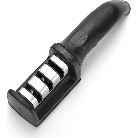 Aiguiseur à couteaux 3 étapes - Modèle Pro - Lames céramique et tungstène - Design ergonomique noir - Affûtage rapide et précis pour cuisine (1/4)