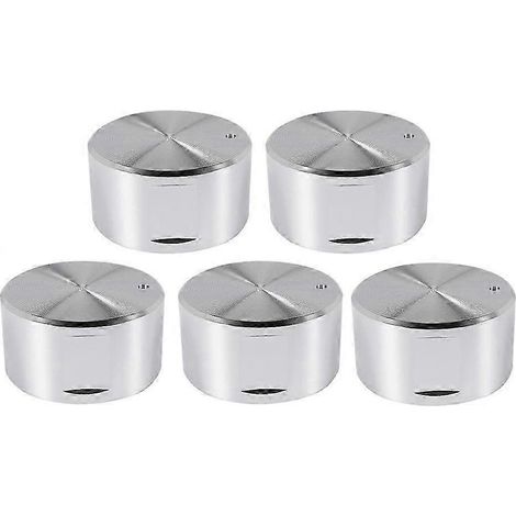 Lot de 5 boutons de cuisinière à gaz en métal de 6 mm, compatibles avec les plaques de cuisson, les fours et les brûleurs (pièces de rechange argentées). (1/5)