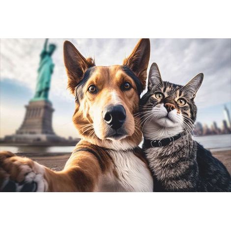 VELVET CAT & DOG SELFIE NY 45X75 MERCURY 007797-1