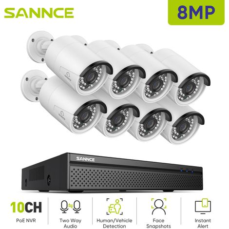 SANNCE 4K Kit di videosorveglianza Esterno 8 Telecamere IP Audio Bidirezionale Intelligente IR Visione Notturna Sistema di Telecamere di Sicurezza (1/5)