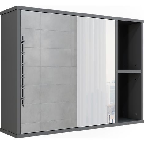 Badspiegelschrank Leano, Anthrazit, 80 x 60 cm, Vicco