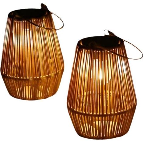 Lanterne Solaire Exterieur Jardin,2 Lampe Solaire Exterieur IPX4 fait à la main Suspendre Lanterne Solaire idéales pour jardins (1/5)