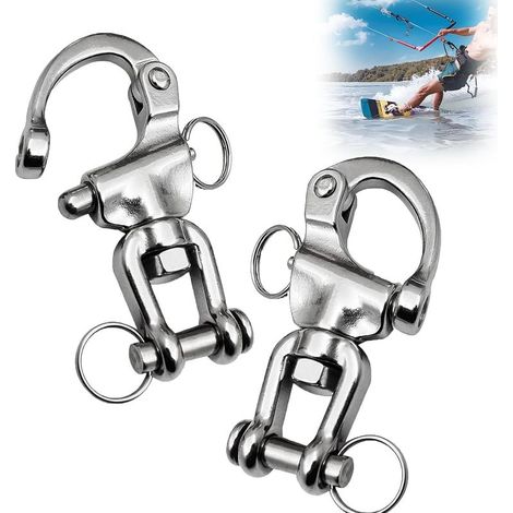 2 Pièces Mousqueton Pivotant à Emerillon,70 mm Manille Pivotante en Acier Inoxydable Mousqueton Crochet en D pour voilier spinnaker Halyard (1/5)
