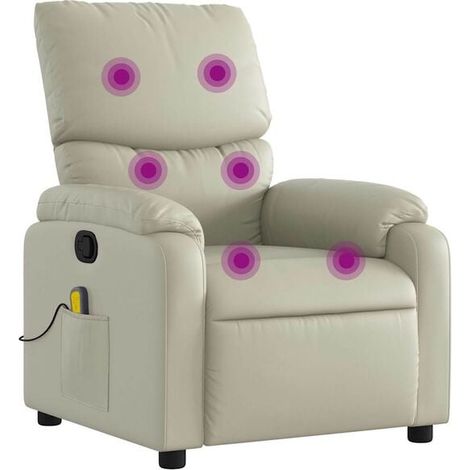 Fauteuil de massage inclinable en similicuir beige (1/5)